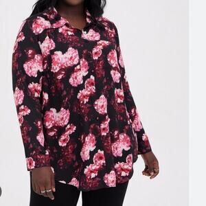 New Torrid Madison Georgette Button Up Long Sleeve Tunic Shirt